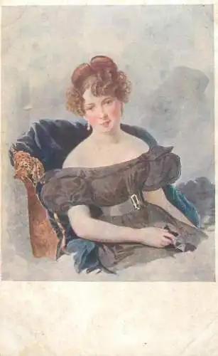 Fine arts painting A. Brullov portrait d'une jeune femme