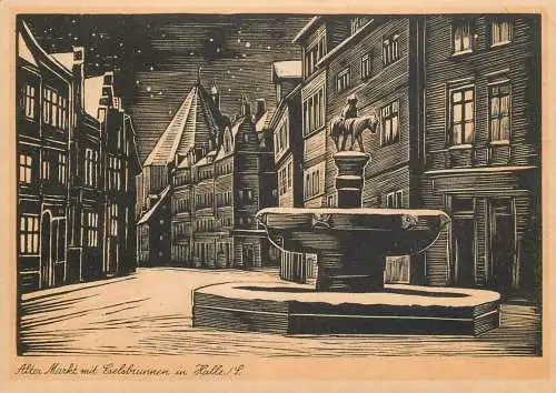 Germany Alter Markt mit Eselsbrunnen in Halle an der Saale