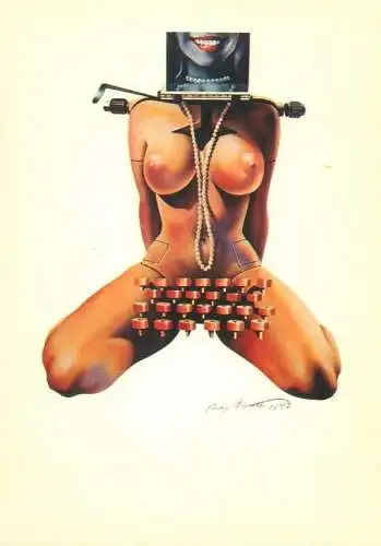 Postcard fantasy art illustrateurs " Tin Typist " 1973 artist Philip Castle 1973