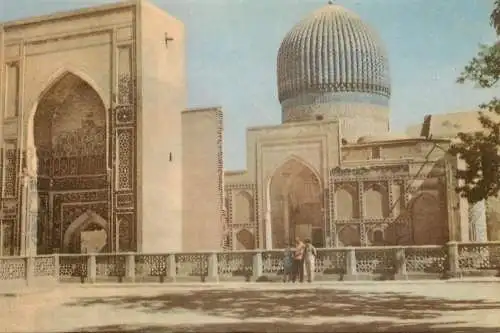Uzbekistan architecture CAMAPKAHA - Samarkand mausoleum dome mosque minaret