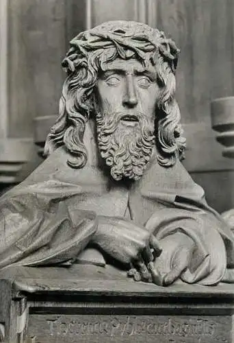 Germany Das Munster zu Ulm Jesus bust sculpture detail view