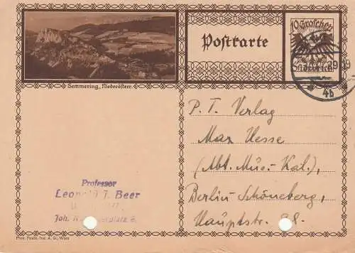 Semmering Postkarte 1929