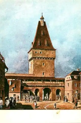 Romania Sibiu Poarta Cisnadiei vedere dinspre oras (demolata in 1836) pictura Johann Bobel
