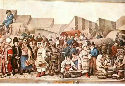 Romania Sibiu Iarmaroc la 1788 pictura Franz Neuhauser detaliu