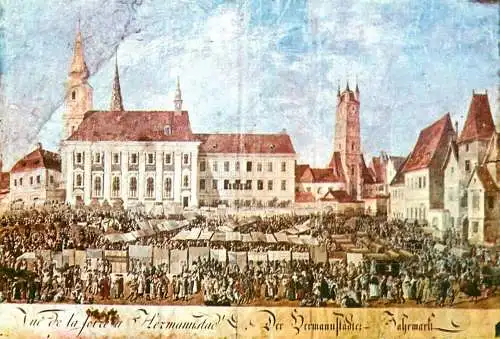 Romania Sibiu Iarmaroc la 1788 pictura Franz Neuhauser