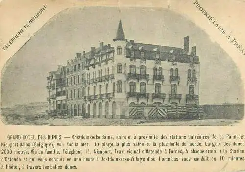 Belgique Oostduinkerke Oostdunkerke-Bains Grand Hotel des Familles Des Dunes 1904