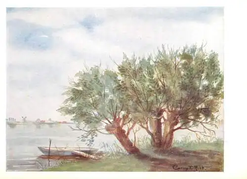 Ormes pres l'eau d'apres un tableau original peint a la bouche par Cory F. Riet