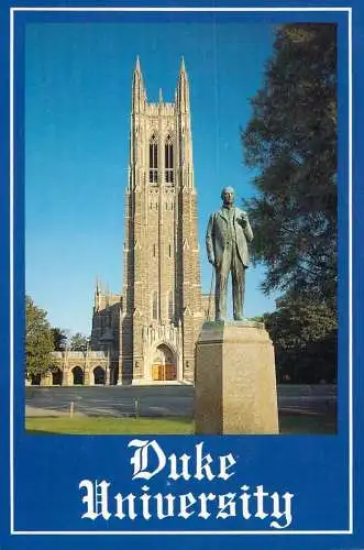 USA Durham NC Duke University Statue of James Buchanan Duke & Duke Chapel