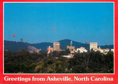 USA Asheville NC general view & hot air balloon race at Bell Cher Festival