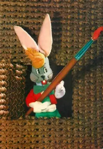 Easter greetings rabbit painter artist illustration