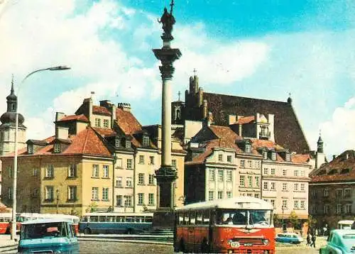 Poland Warsaw Castle Square with the column of Sigismund III Vasa buses