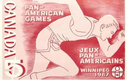Reproduction of Pan-American Games Commemorative Stamp Winnipeg 1967 postcard
