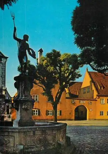 Germany Augsburg Eingang zur Fuggerei und Neptunbrunnen