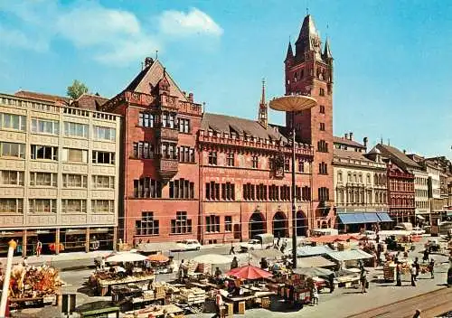 Switzerland Basel Marktplatz mit Rathaus