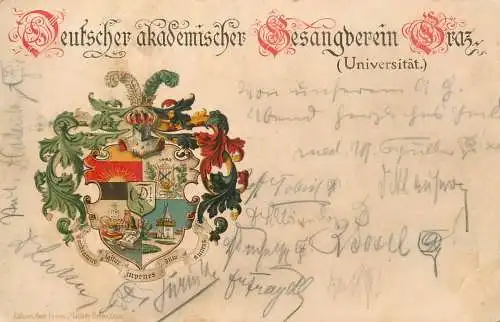 Graz Universitat 1900 heraldry Studentika Postkarte Austria