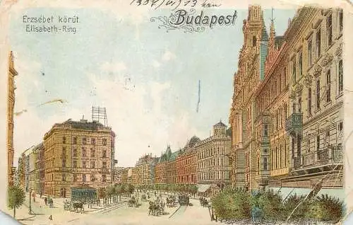 Hungary Budapest litho 1904 Erzsebet korut