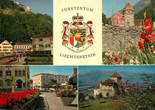 Liechtenstein Furstentum Vaduz postplatz mit Schloss