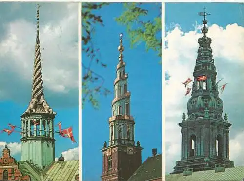 Denmark Copenhagen towers the exchange our savior's church Christiansborg palace 1978