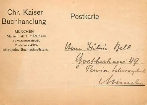 Germany Munchen chr. Kaiser Buchhandlung