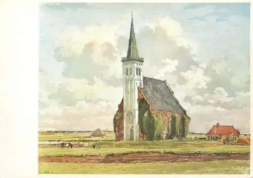 Netherlands Noord-Holland Den Hoorn Texel Kerk painting of a church