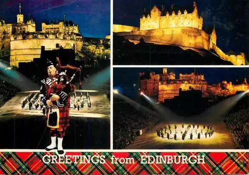 Scotland Edinburgh greetings bagpiper castle