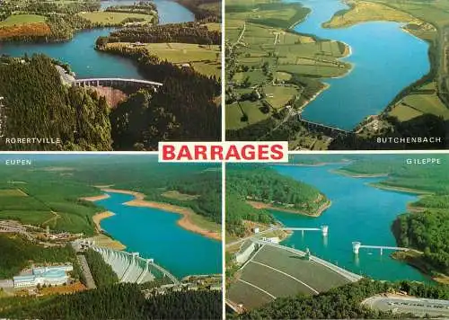 Belgium aerial views of barrages and rivers