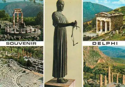 Greece Delphi statue and temple