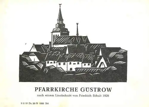 Germany Pfarrkirche Gustrow nach einem Linolschnitt von Friedrich Schult 1928