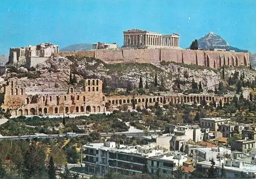 Greece Athens temple of the Acropolis from the Philopappus Hill