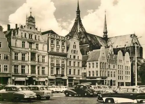 Germany Rostock Giebelwand Thalmannplatz mit Marienkirche