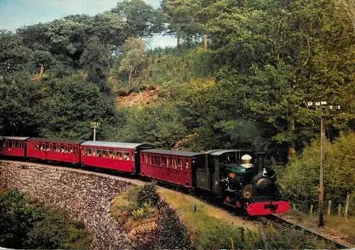 Wales Festinjog Railway Tan-y-Bwlch train taking a steep curve