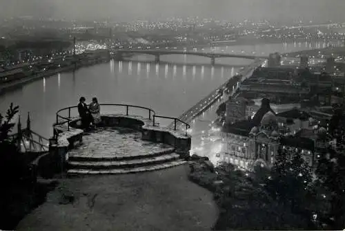 Hungary Budapest general night view from Gellert Mountain