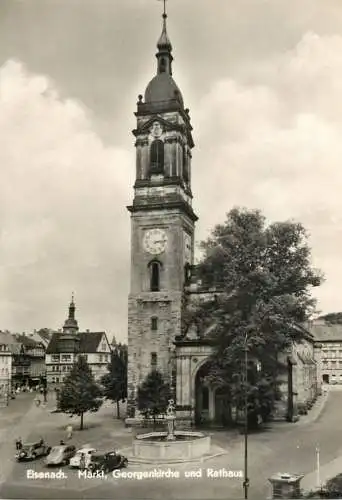 Germany Eisenach Markt Georgenkirche und Rathaus
