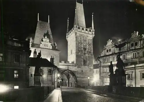 Czech Republic Prague Lesser Town Bridge Towers night view