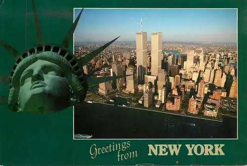 USA greetings from New York panoramic view
