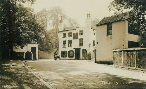 London Hampstead Heath The Spaniards Inn buddy-seat motorcycle rppc