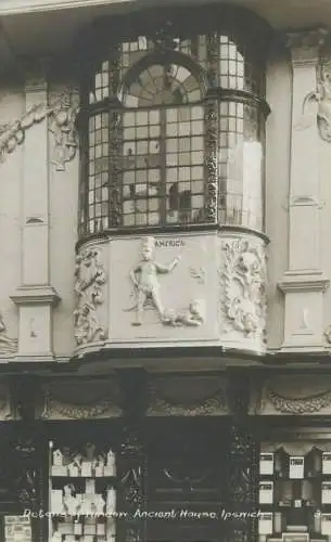 Ipswich ancient house balcony window details real photo postcard
