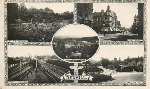 Surrey views of REDHILL real photo postcard redhill junction common street