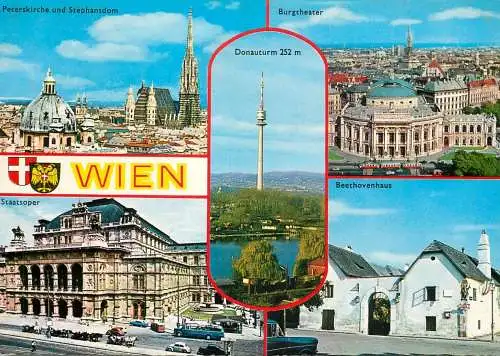 Austria Wien Donauturm Peterskirche und Stephansdom
