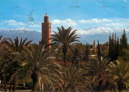 Morocco > Marrakesh the koutoubia mosque and the Atlas 1975