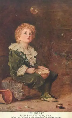 Pears soap early advertising postcard BUBBLES sir John Millais fine art