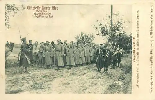 Official Red Cross postcard Removal of Russians captured at Krasnik war 1915