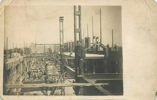 War 1914-18 workers construction early photo postcard place to identify
