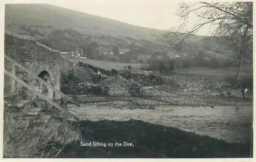 A real photograph postcard Wales - Sand sifting on the Dee
