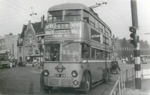Copyright photograph W. J. Hayne Manor House Lewisham trolley double decker bus
