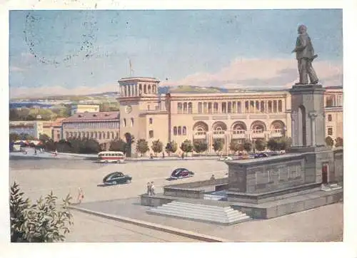 Armenia Erevan city square and Lenin statue 1967