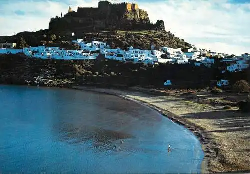 Greece Lindos plage and acropole