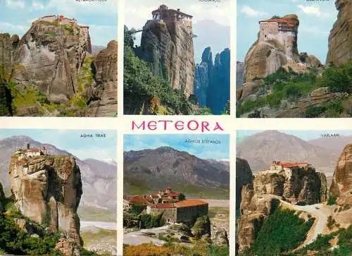 Greece Meteora mountain peak monasteries1980