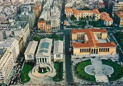 Greece Athens aerial of University and the National Library