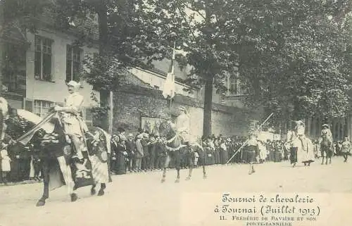 Tournoi de Chevalerie a Tournai Juillet 1913 Frederic de Baviere et son porte banniere